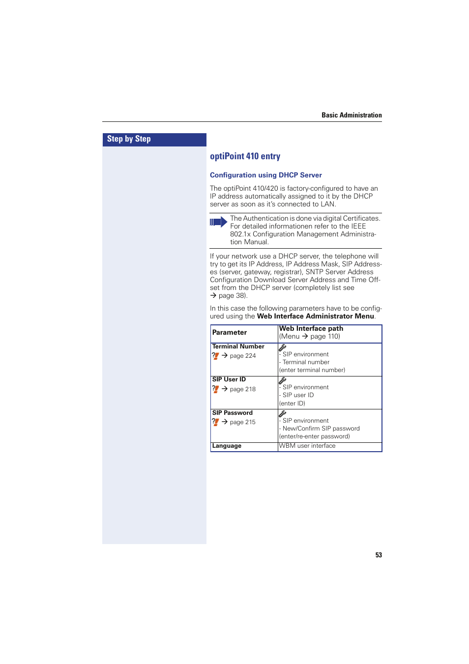 Optipoint 410 entry, Configuration using dhcp server | Siemens HIPATH 8000 User Manual | Page 53 / 249