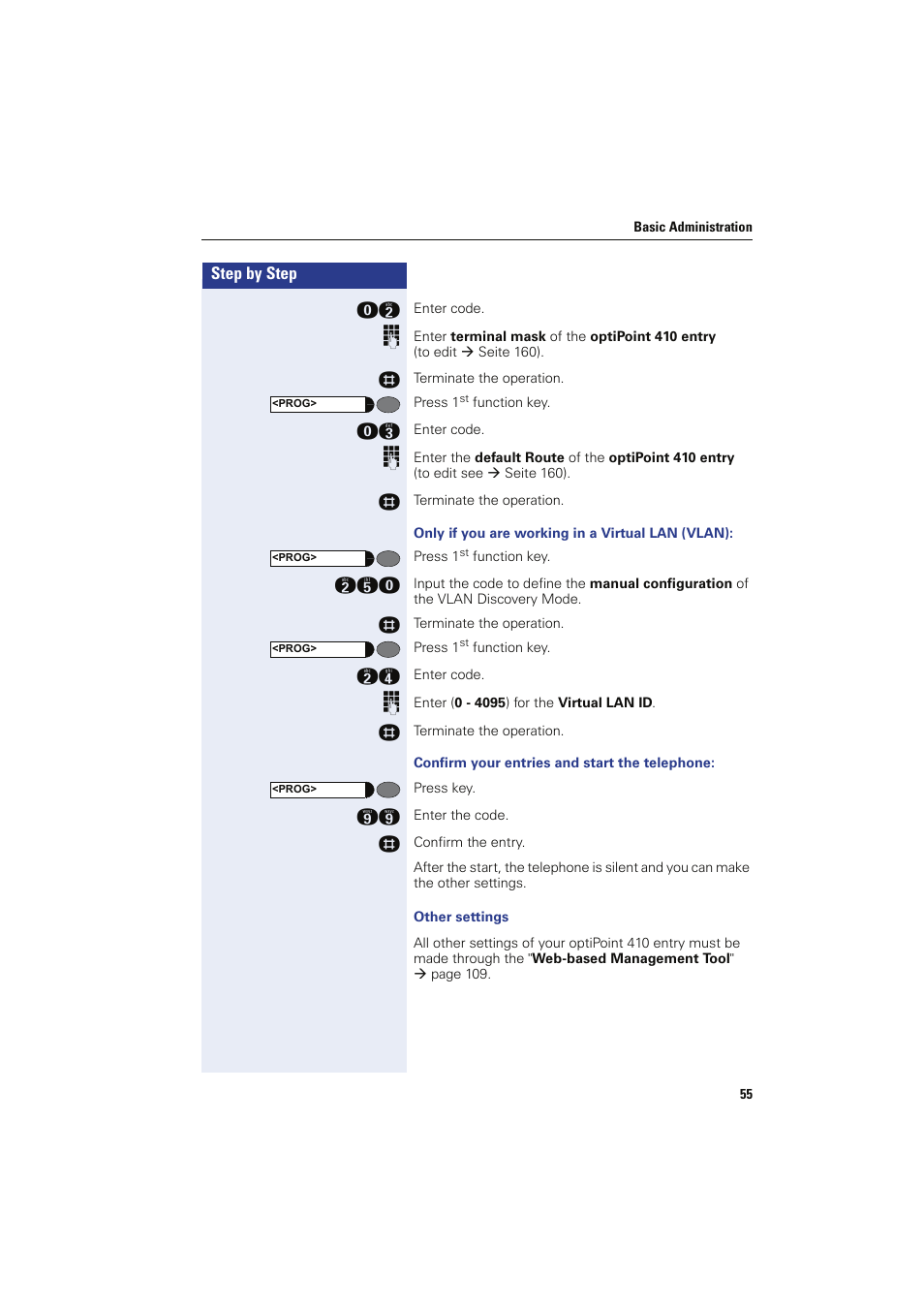 Only if you are working in a virtual lan (vlan), Confirm your entries and start the telephone, Other settings | Siemens HIPATH 8000 User Manual | Page 55 / 249