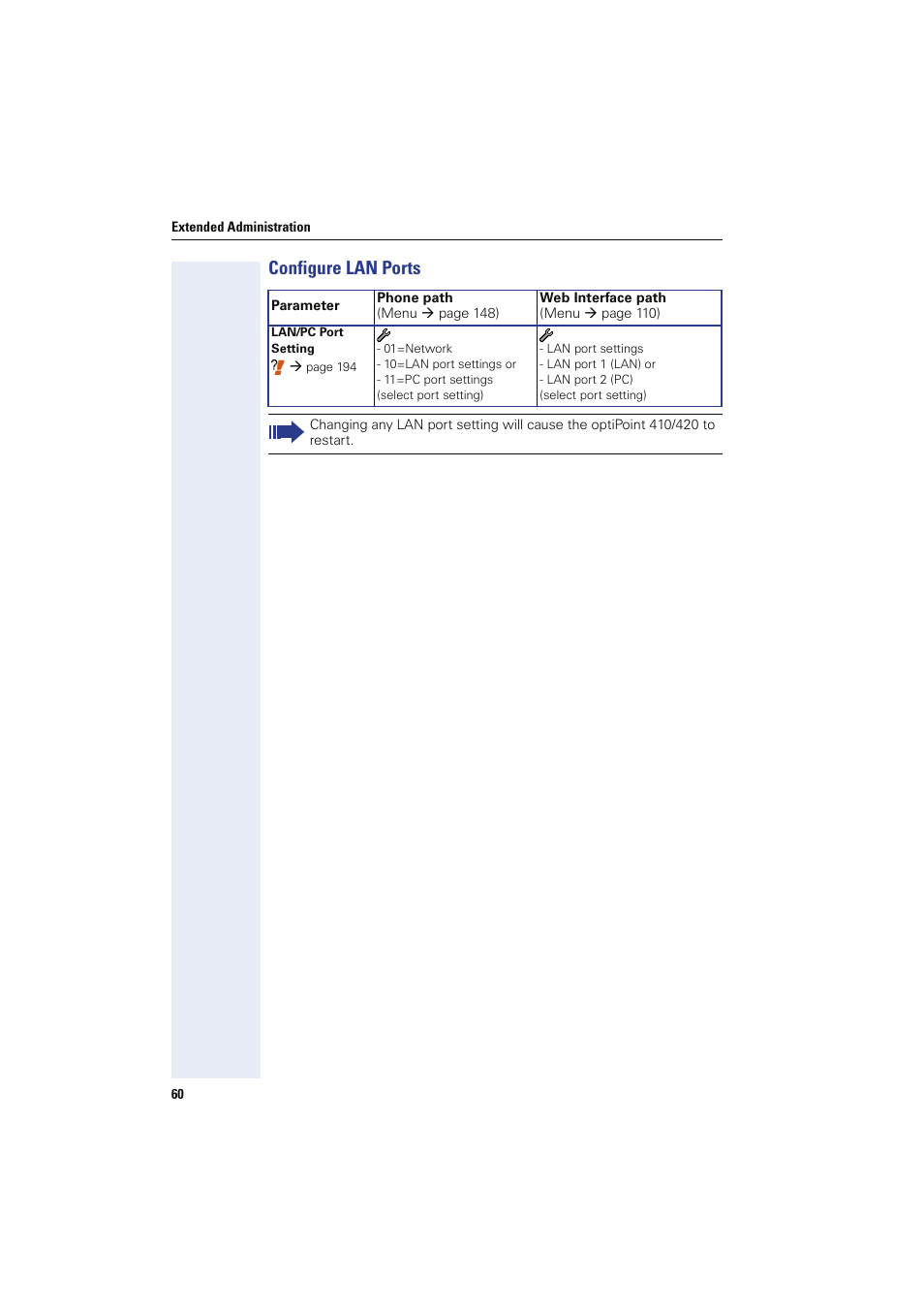 Configure lan ports | Siemens HIPATH 8000 User Manual | Page 60 / 249