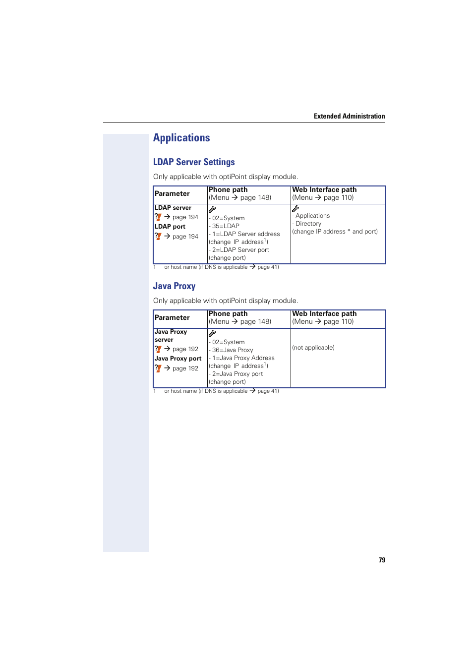 Applications, Ldap server settings, Java proxy | Ldap server settings java proxy | Siemens HIPATH 8000 User Manual | Page 79 / 249