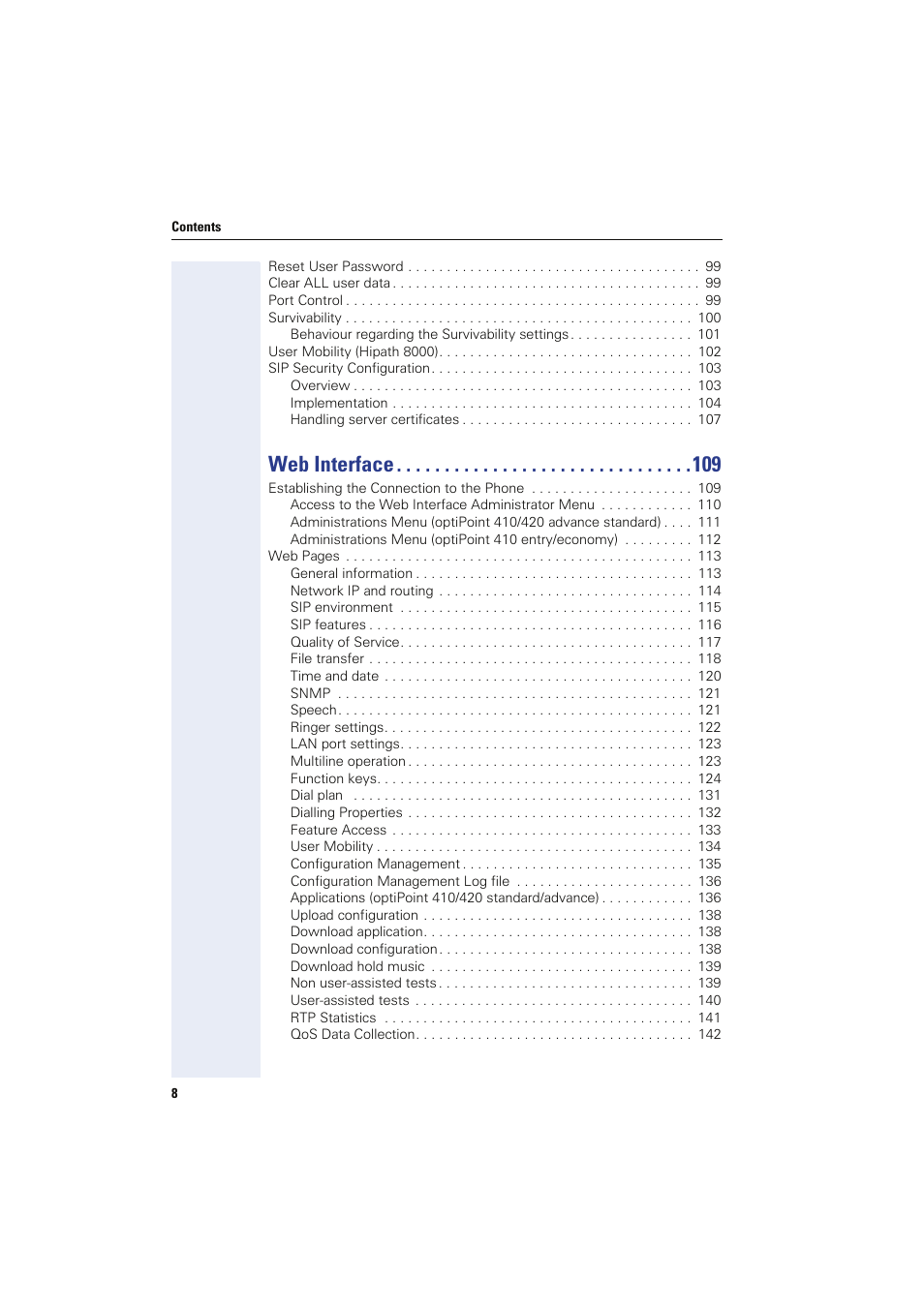 Web interface | Siemens HIPATH 8000 User Manual | Page 8 / 249