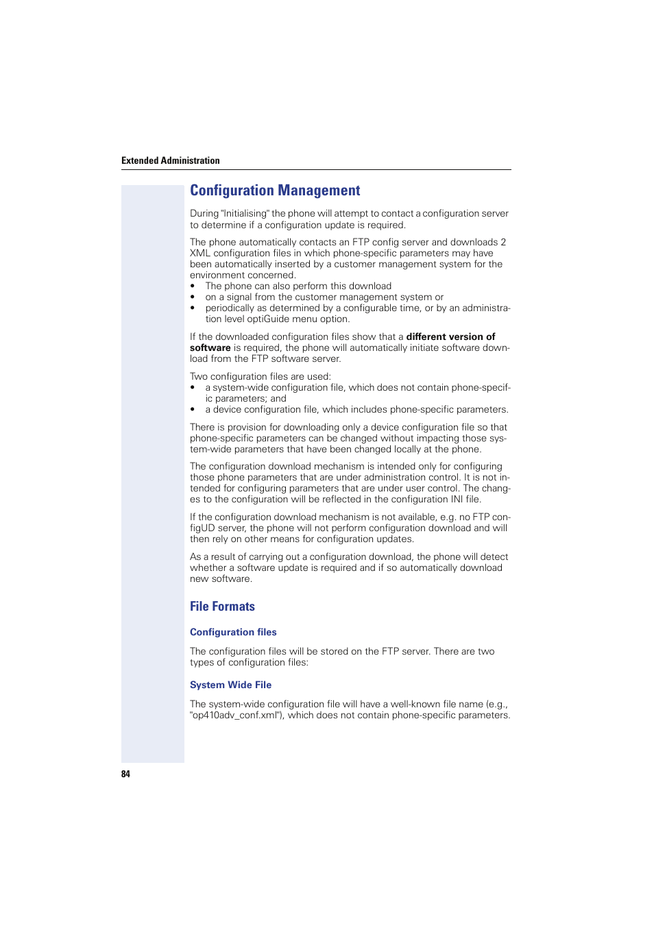 Configuration management, File formats, Configuration files | System wide file | Siemens HIPATH 8000 User Manual | Page 84 / 249