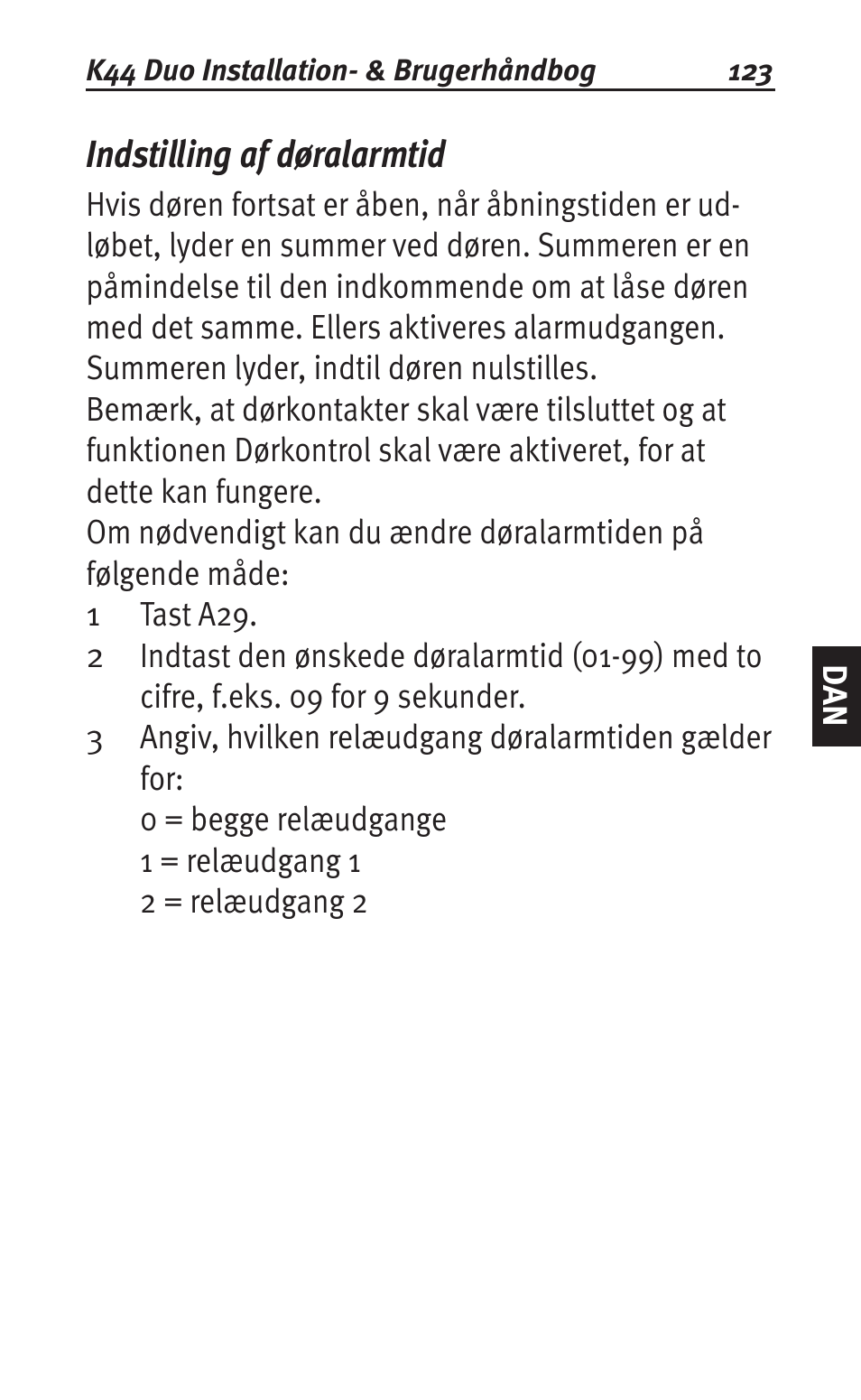 Indstilling af døralarmtid | Siemens K44 User Manual | Page 123 / 184