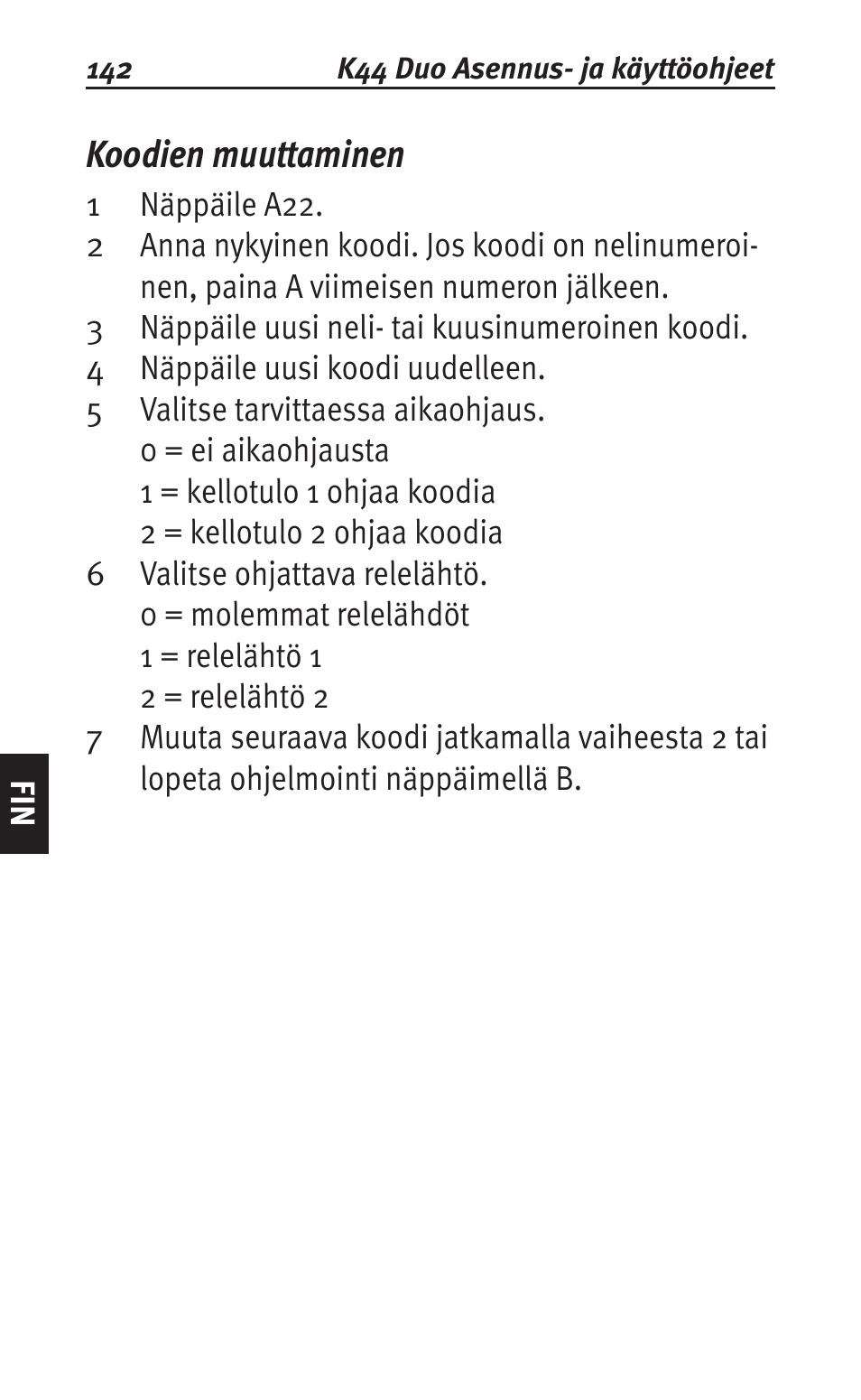 Koodien muuttaminen | Siemens K44 User Manual | Page 142 / 184