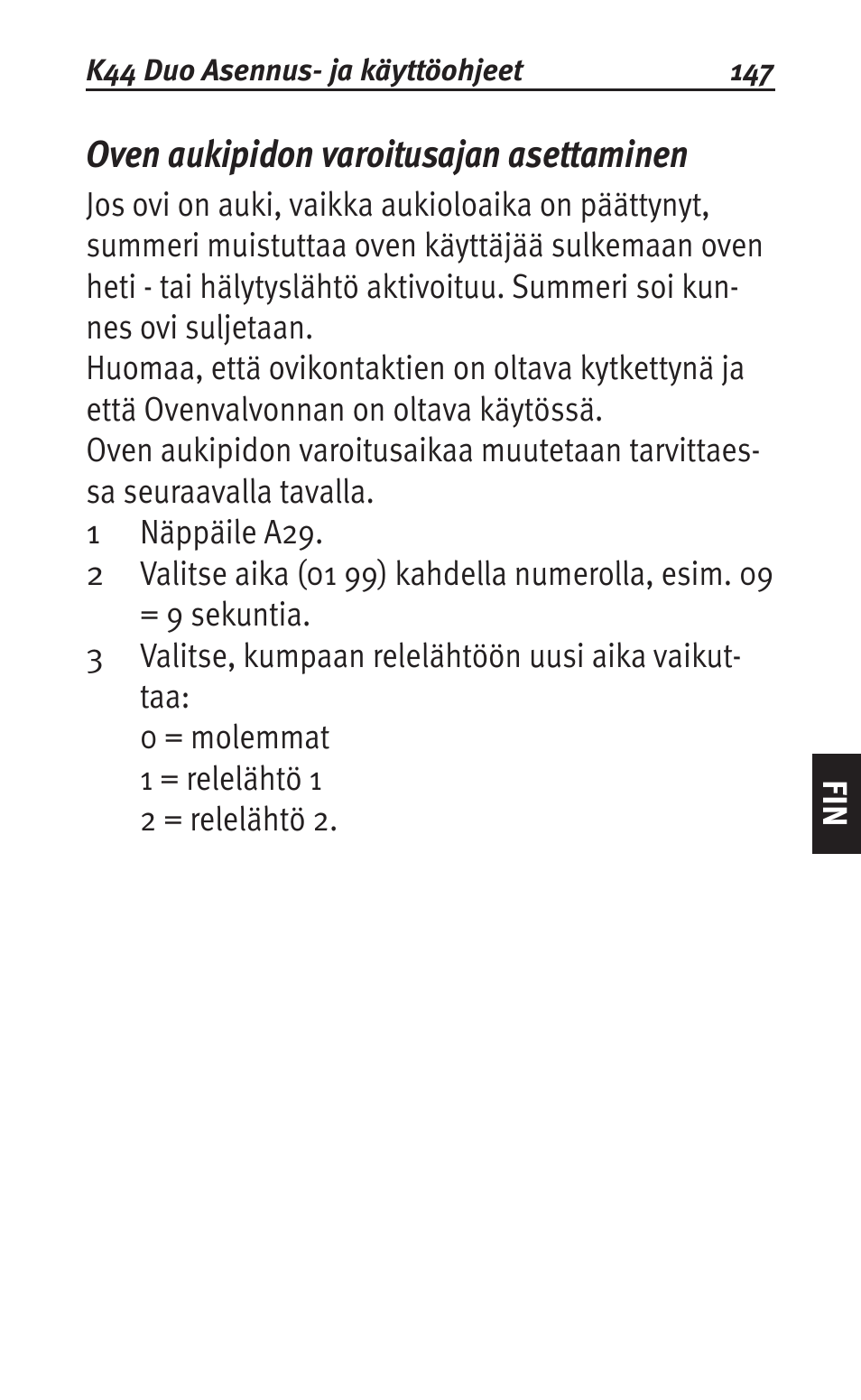 Oven aukipidon varoitusajan asettaminen | Siemens K44 User Manual | Page 147 / 184