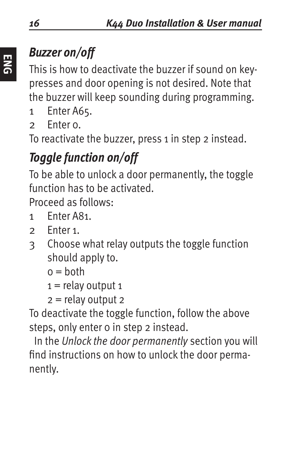 Buzzer on/off, Toggle function on/off | Siemens K44 User Manual | Page 16 / 184