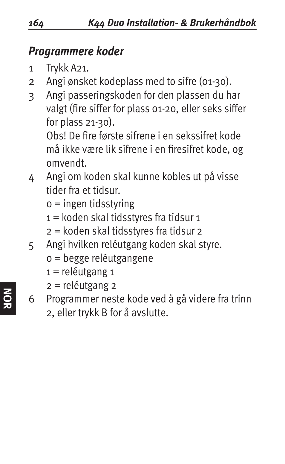 Programmere koder | Siemens K44 User Manual | Page 164 / 184