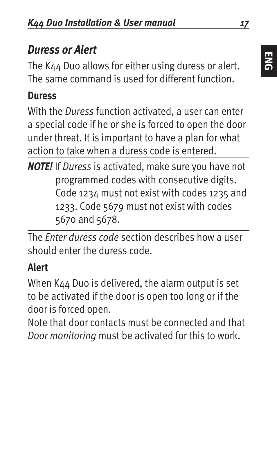 Duress or alert | Siemens K44 User Manual | Page 17 / 184