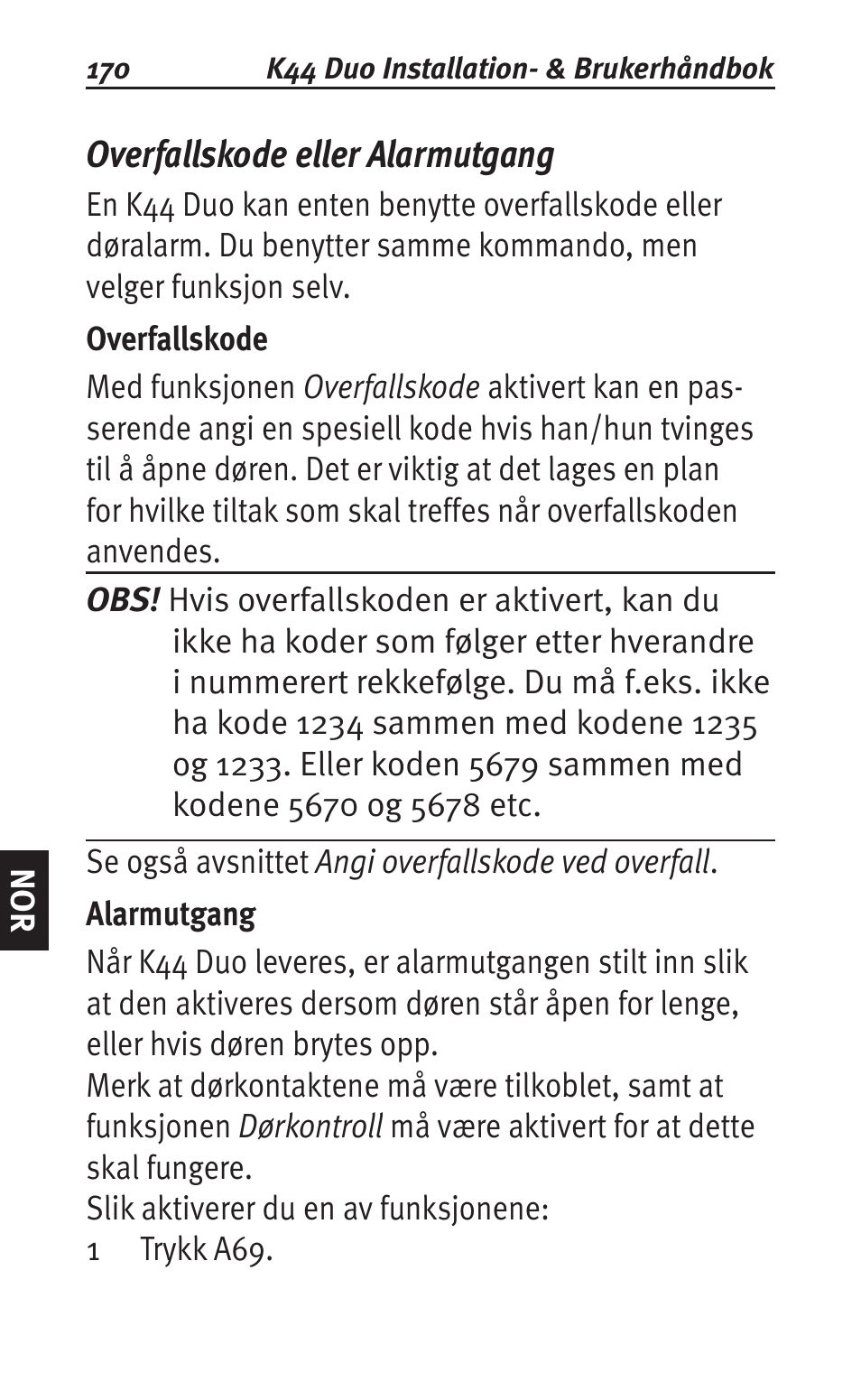 Overfallskode eller alarmutgang | Siemens K44 User Manual | Page 170 / 184