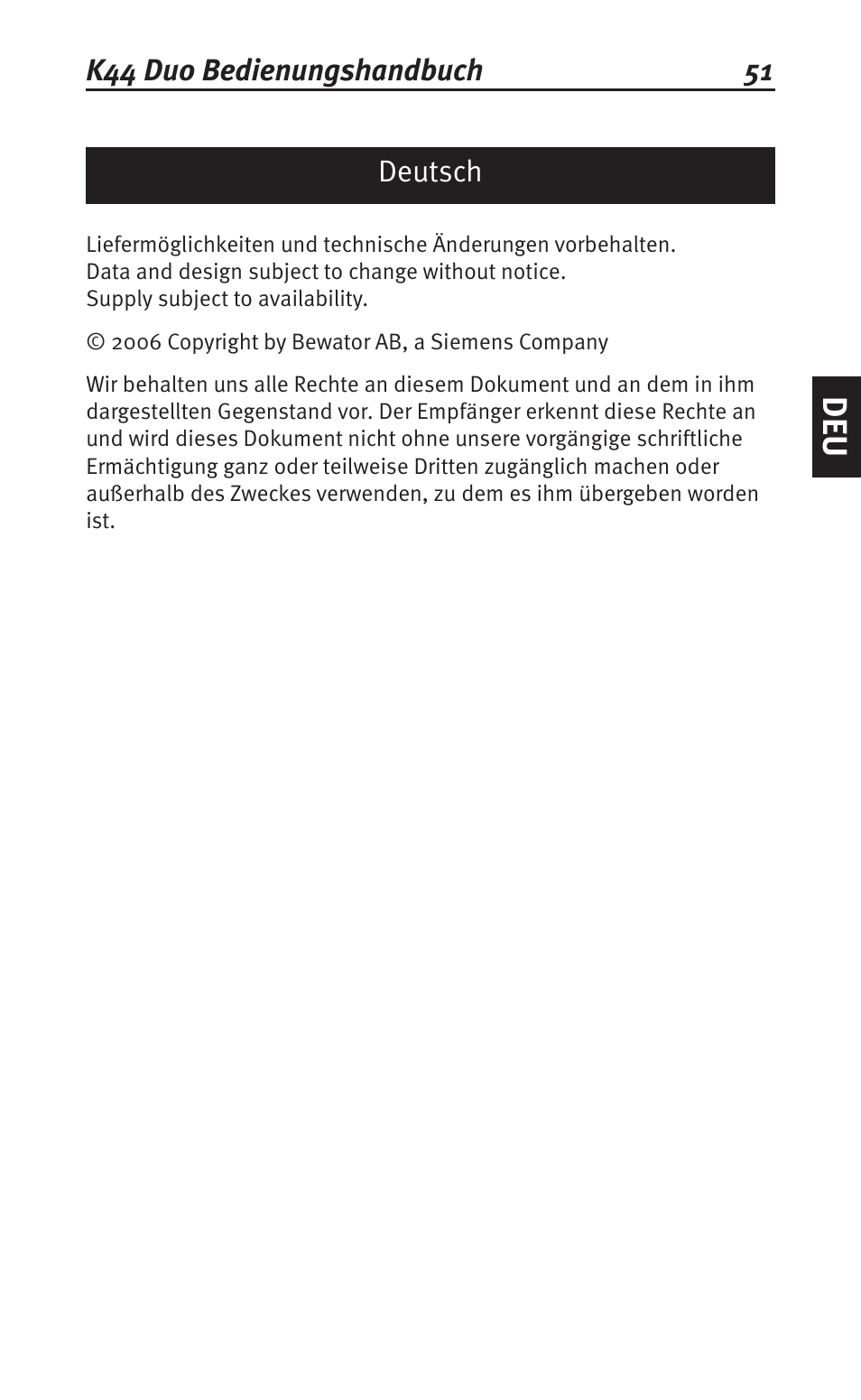 Deutsch | Siemens K44 User Manual | Page 51 / 184