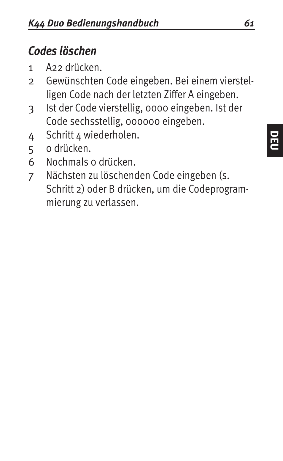 Codes löschen | Siemens K44 User Manual | Page 61 / 184