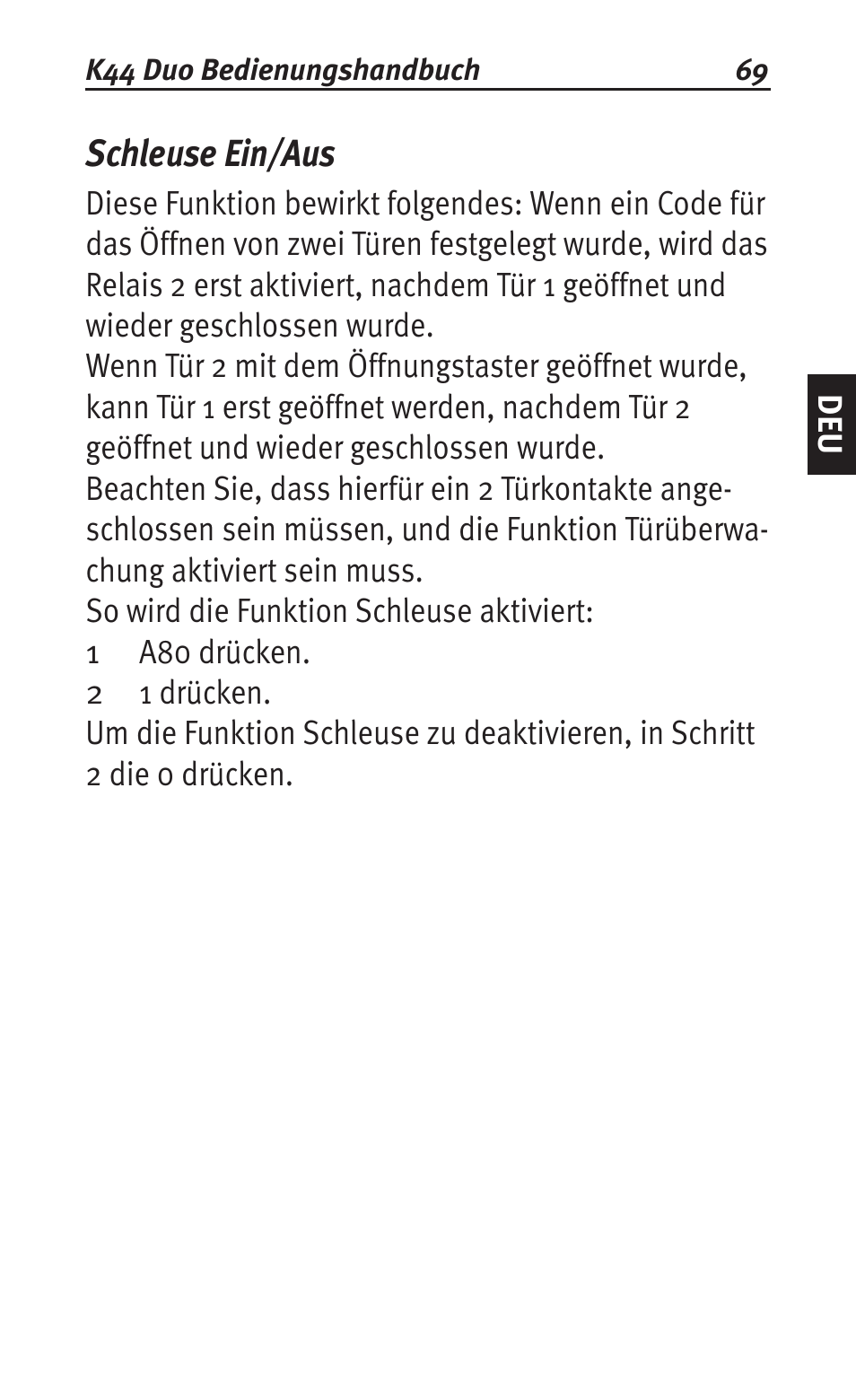 Schleuse ein/aus | Siemens K44 User Manual | Page 69 / 184