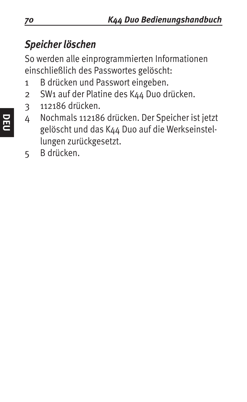 Speicher löschen | Siemens K44 User Manual | Page 70 / 184