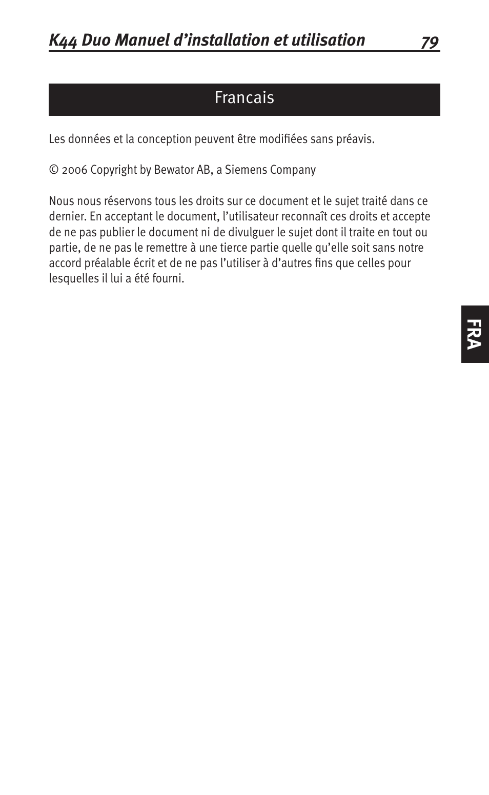 Francais | Siemens K44 User Manual | Page 79 / 184