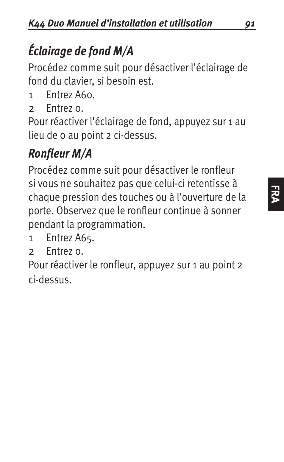 Éclairage de fond m/a, Ronfleur m/a | Siemens K44 User Manual | Page 91 / 184