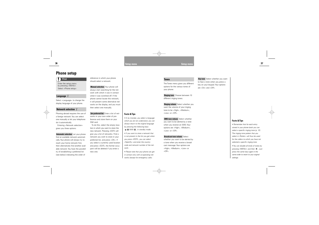 Phone setup | Siemens C30 User Manual | Page 20 / 31