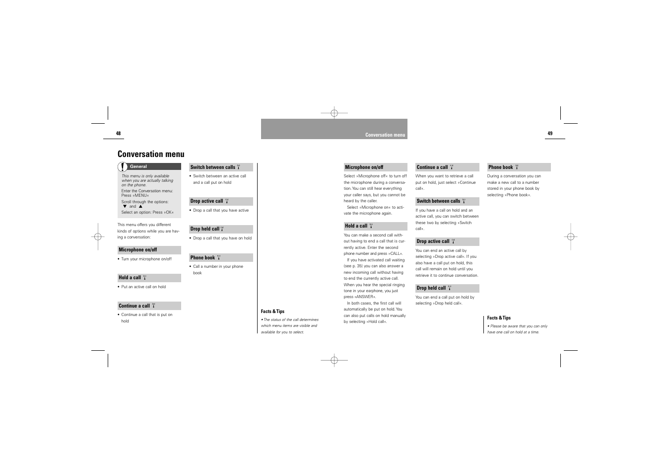 Conversation menu | Siemens C30 User Manual | Page 26 / 31