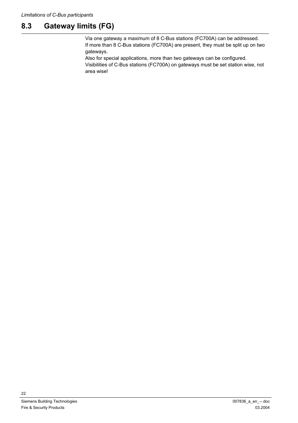 Gateway limits (fg), 3 gateway limits (fg) | Siemens FC700A User Manual | Page 22 / 70