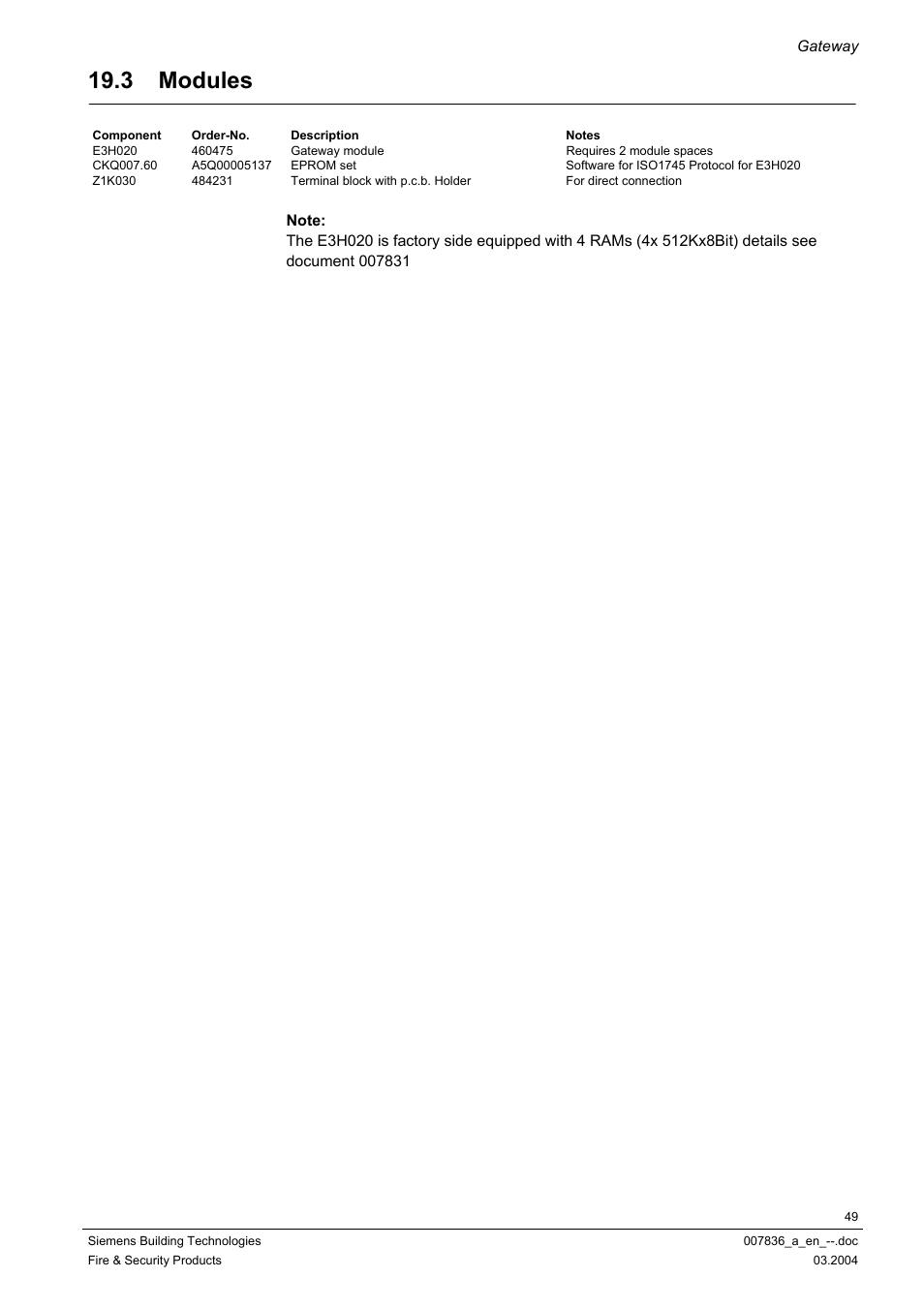 Modules, 3 modules | Siemens FC700A User Manual | Page 49 / 70