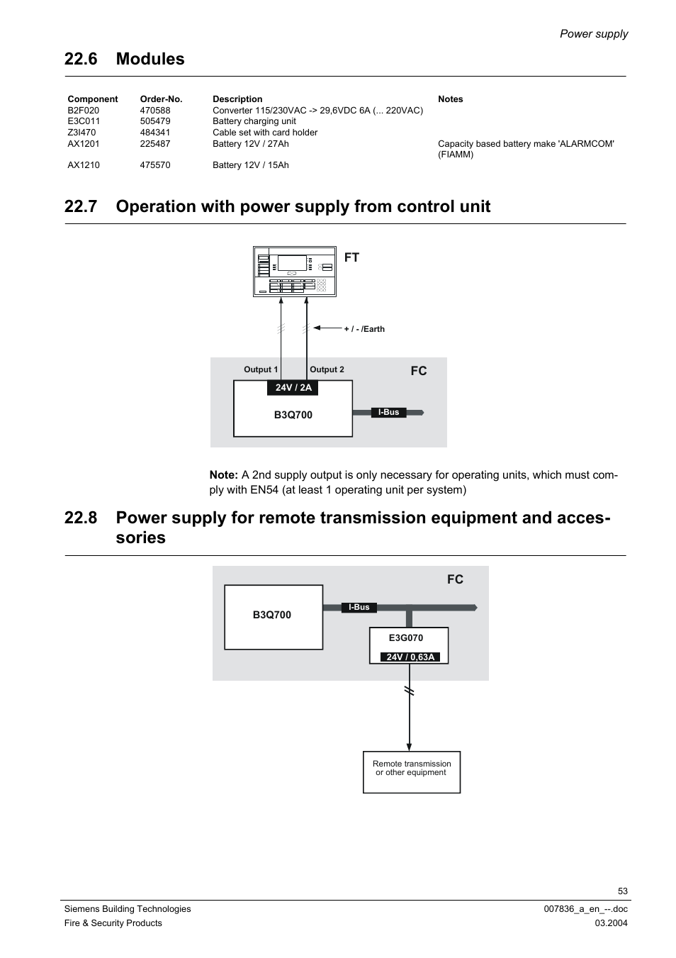 Modules, Operation with power supply from control unit, 6 modules | 7 operation with power supply from control unit | Siemens FC700A User Manual | Page 53 / 70