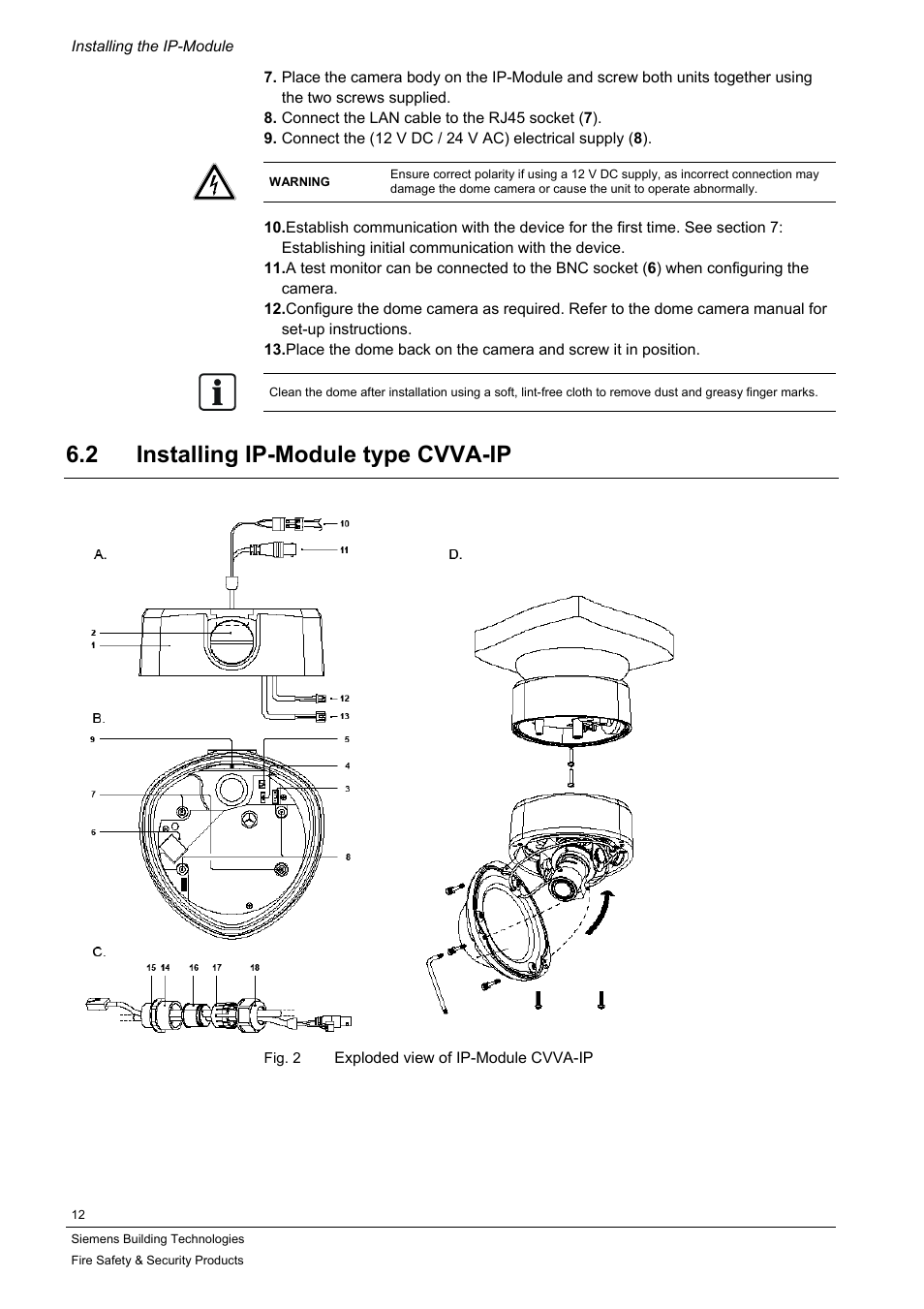 Installing ip-module type cvva-ip, 2 installing ip-module type cvva-ip | Siemens IP-Module CFVA-IP User Manual | Page 12 / 38