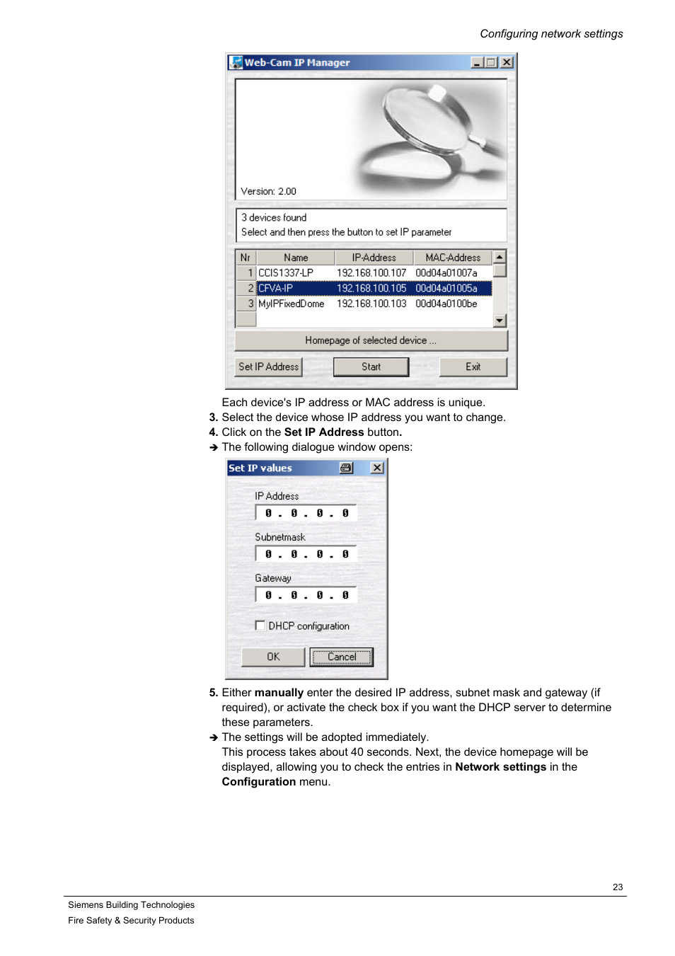 Siemens IP-Module CFVA-IP User Manual | Page 23 / 38