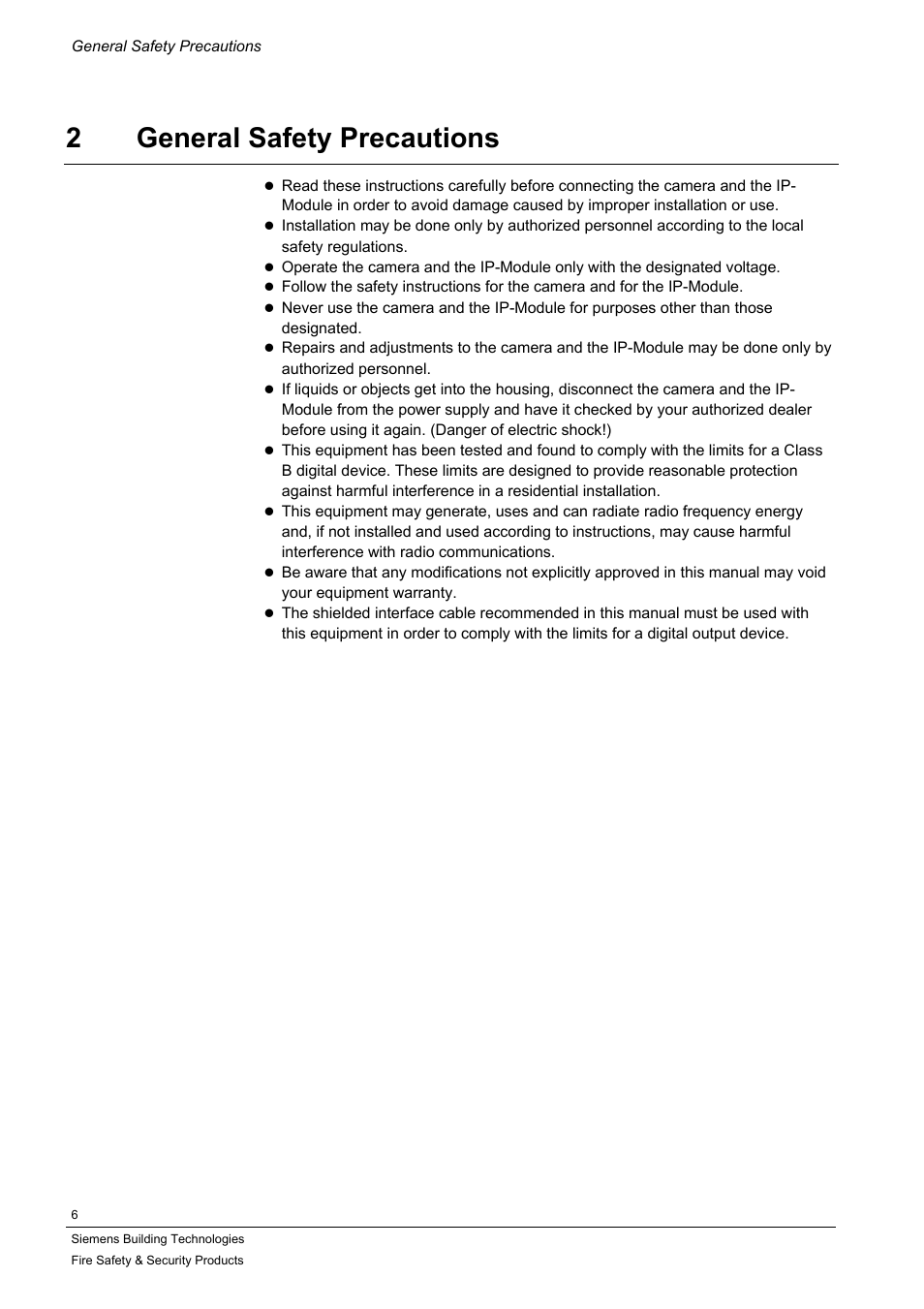 General safety precautions, 2general safety precautions | Siemens IP-Module CFVA-IP User Manual | Page 6 / 38