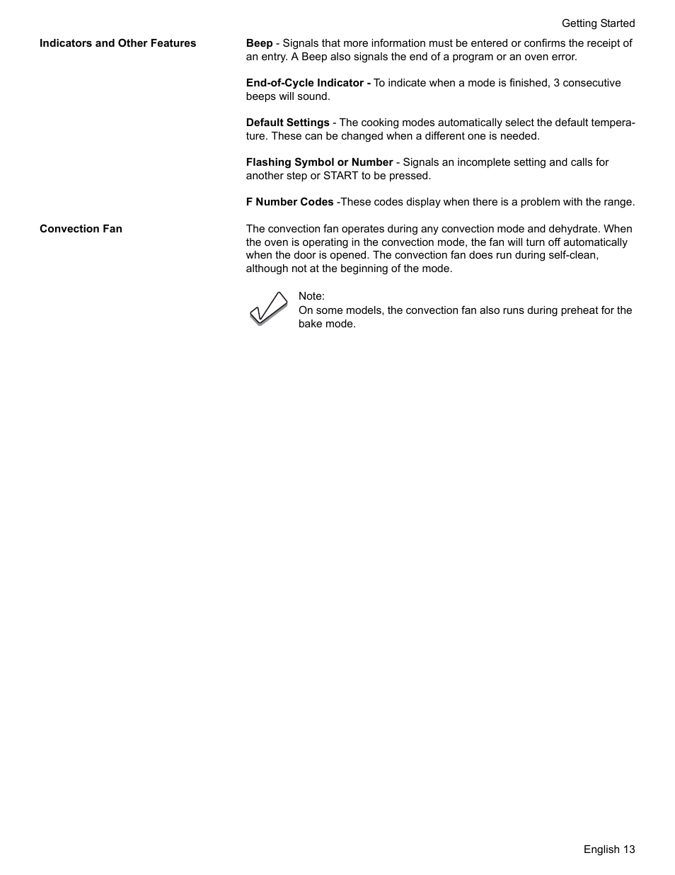 Indicators and other features, Convection fan | Siemens HD2528U  EN User Manual | Page 15 / 52