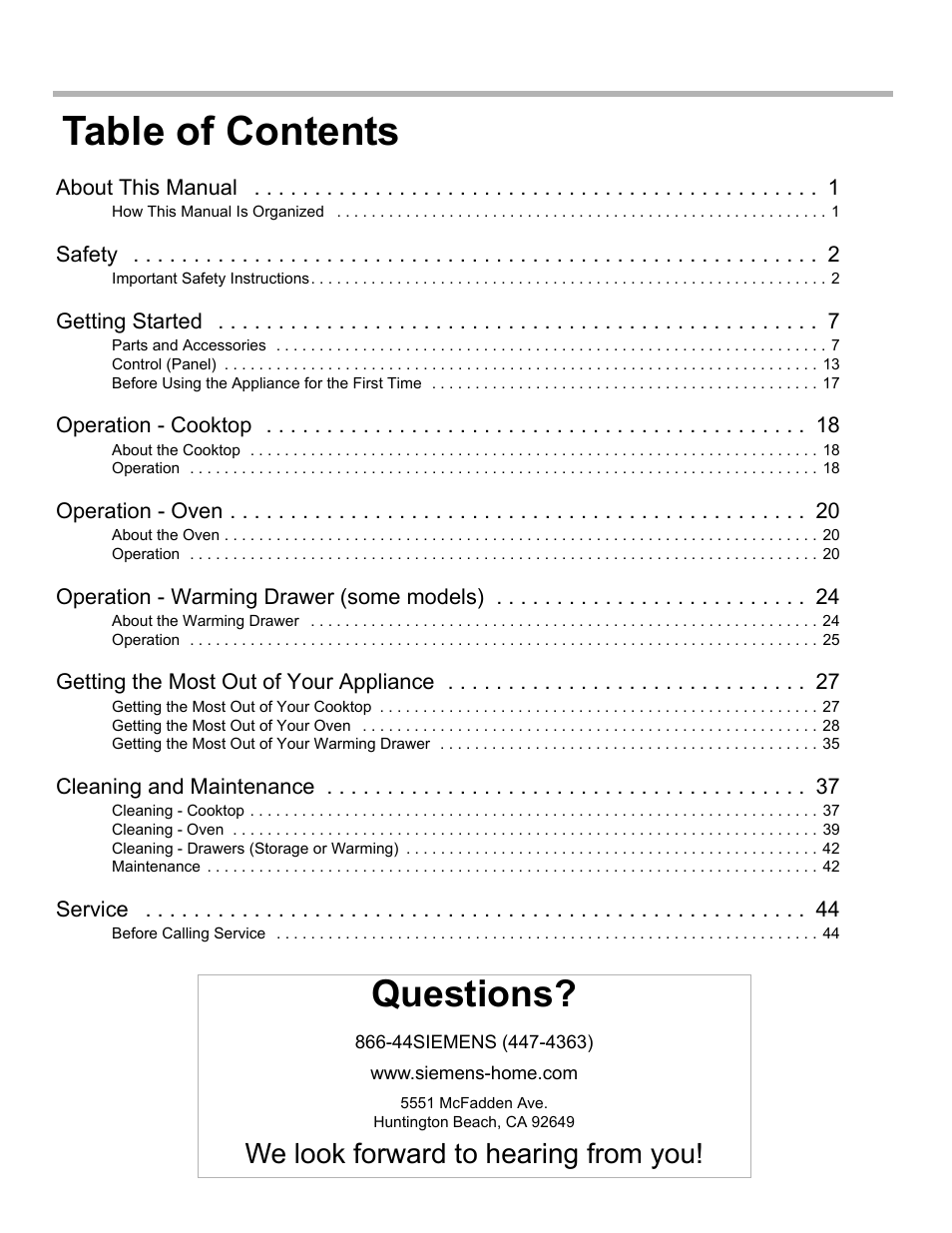 Siemens HD2528U  EN User Manual | Page 2 / 52