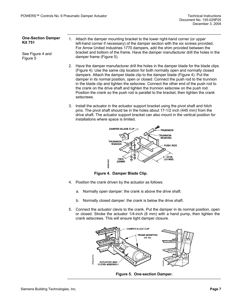 One-section damper (figure 5) | Siemens 331-2856 User Manual | Page 7 / 12