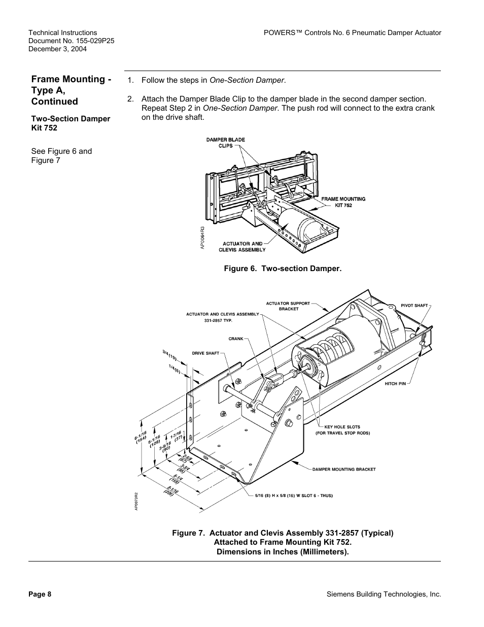 Two-section damper (figure 6) | Siemens 331-2856 User Manual | Page 8 / 12