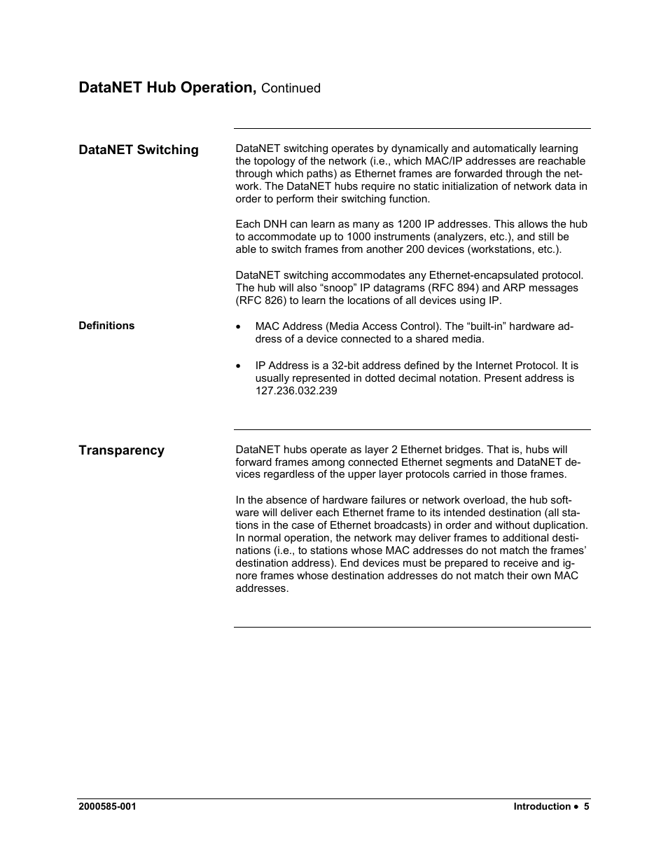 Datanet hub operation | Siemens DataNET Hub (DNH) User Manual | Page 13 / 97