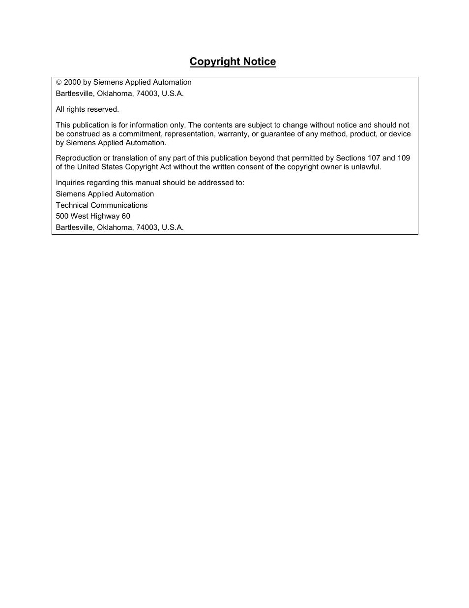 Copyright notice | Siemens DataNET Hub (DNH) User Manual | Page 2 / 97