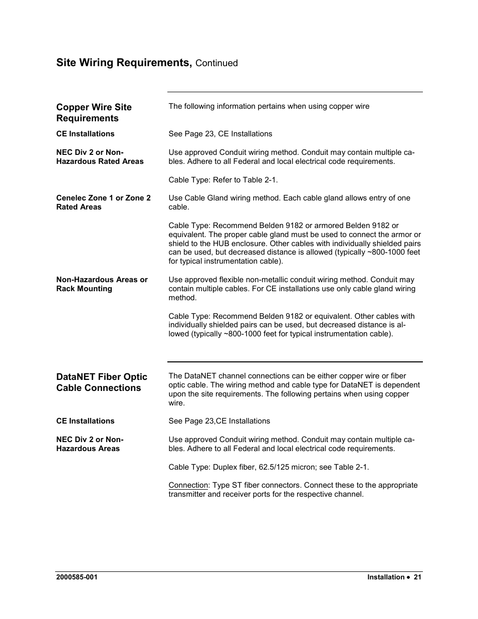 Site wiring requirements | Siemens DataNET Hub (DNH) User Manual | Page 29 / 97