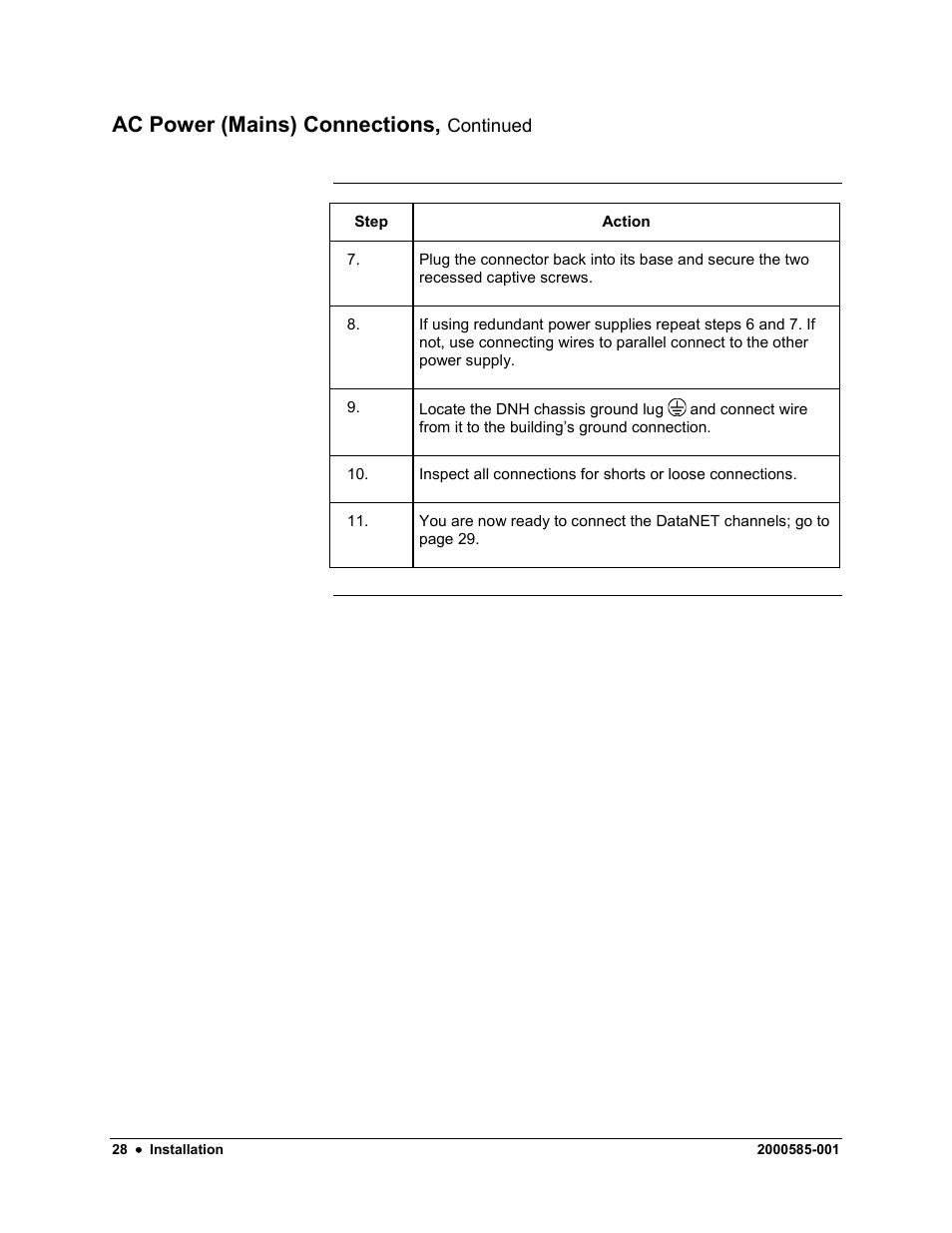 Ac power (mains) connections | Siemens DataNET Hub (DNH) User Manual | Page 36 / 97