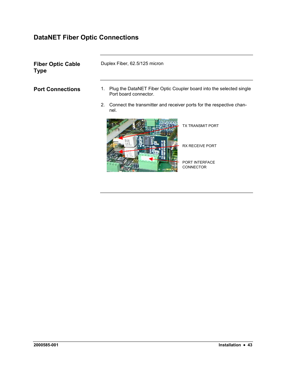 Datanet fiber optic connections | Siemens DataNET Hub (DNH) User Manual | Page 51 / 97