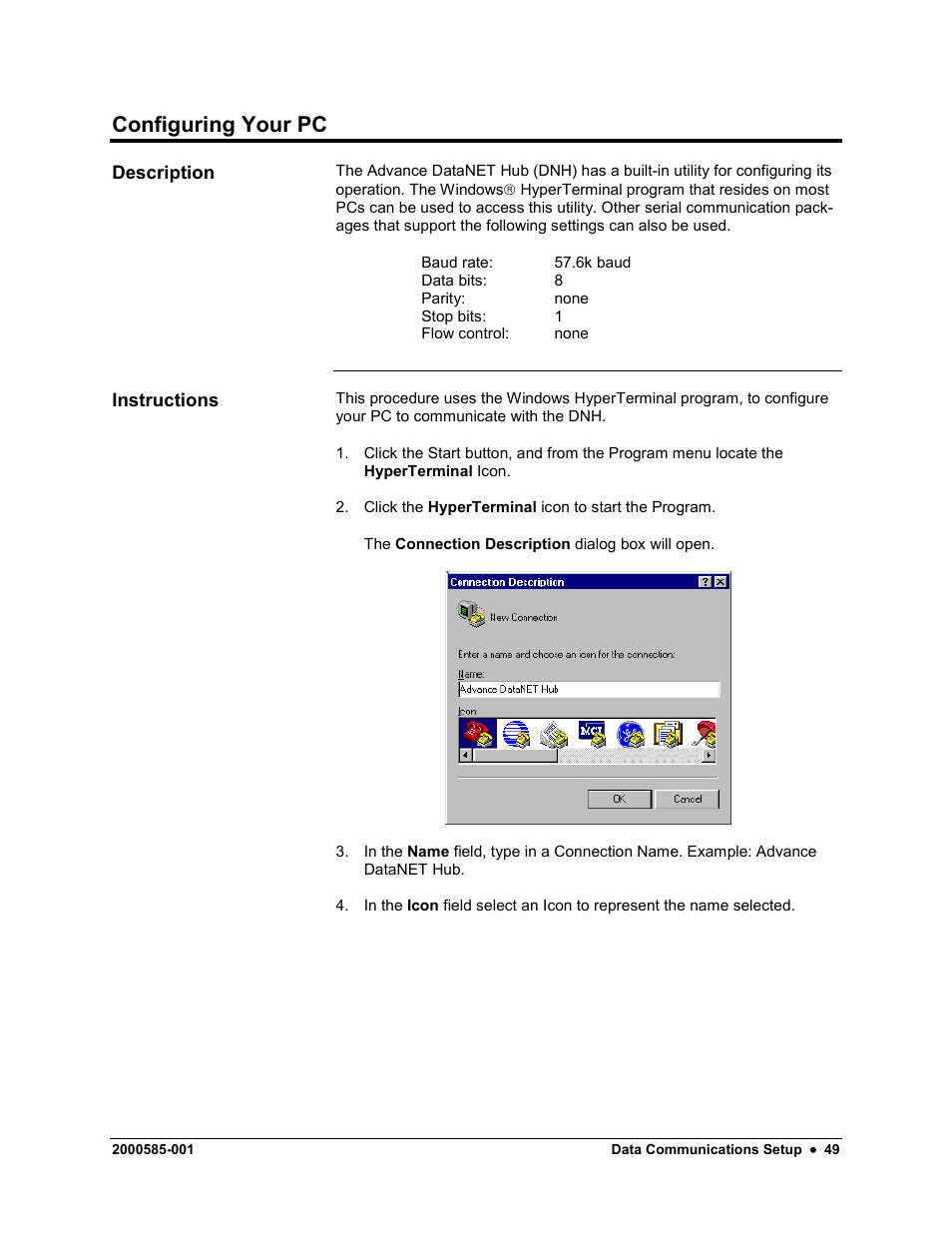 Configuring your pc | Siemens DataNET Hub (DNH) User Manual | Page 57 / 97