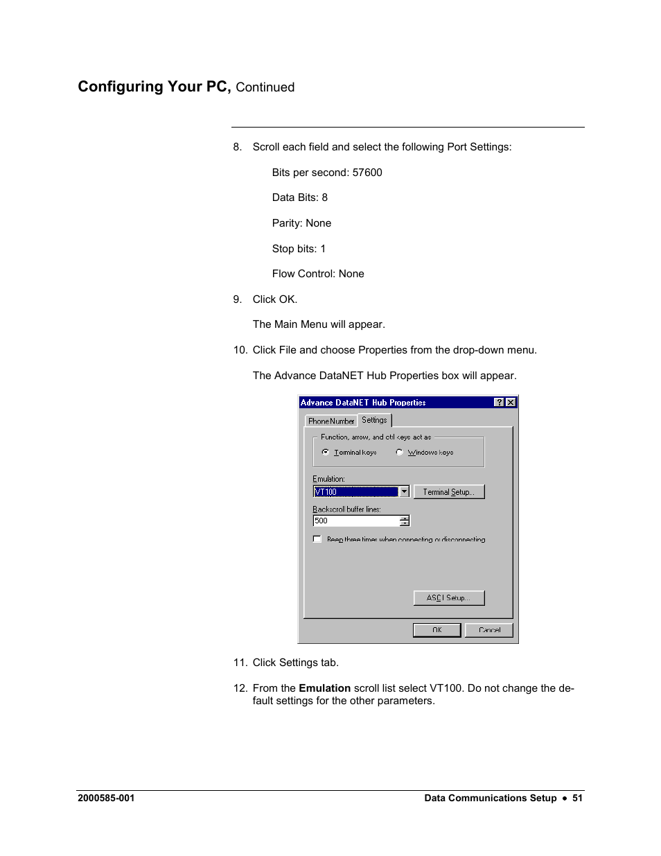 Configuring your pc | Siemens DataNET Hub (DNH) User Manual | Page 59 / 97