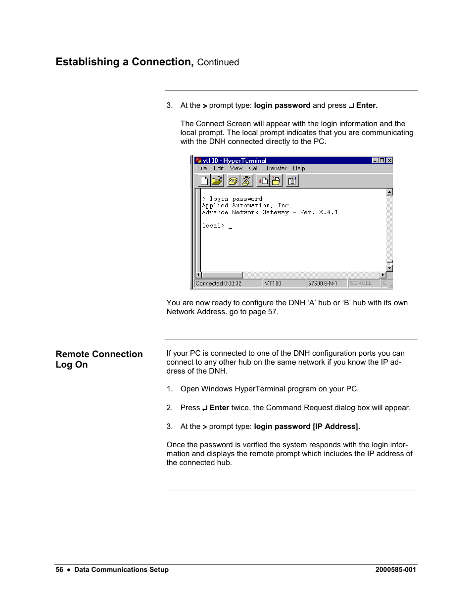 Establishing a connection | Siemens DataNET Hub (DNH) User Manual | Page 64 / 97