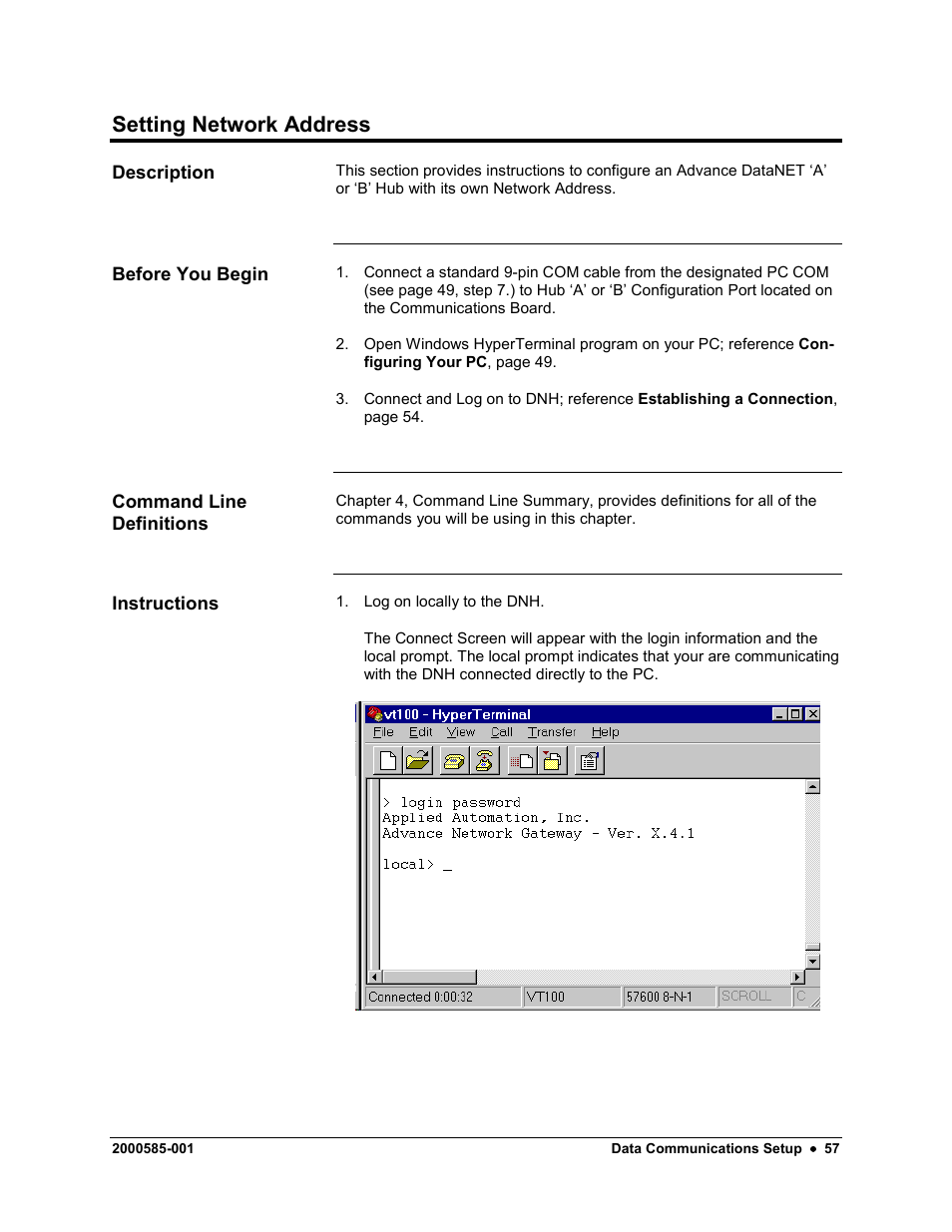 Setting network address | Siemens DataNET Hub (DNH) User Manual | Page 65 / 97