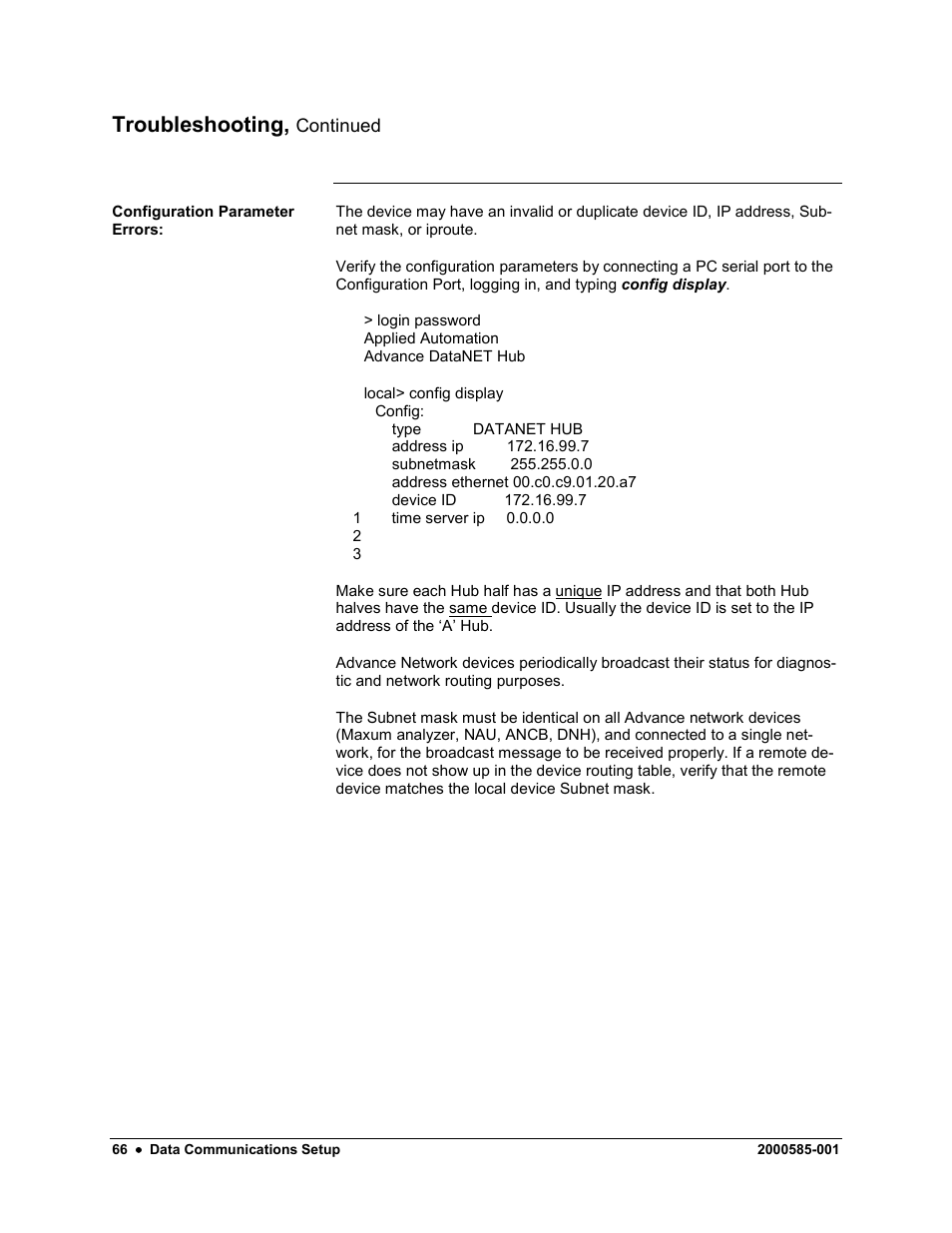 Troubleshooting | Siemens DataNET Hub (DNH) User Manual | Page 74 / 97