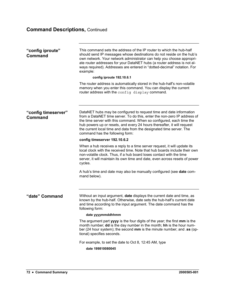 Command descriptions | Siemens DataNET Hub (DNH) User Manual | Page 80 / 97