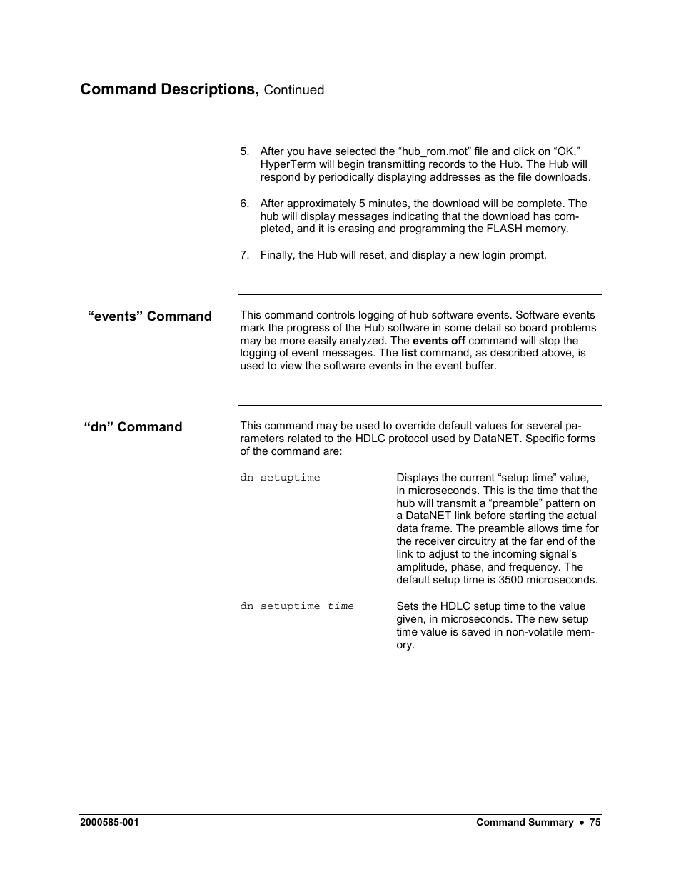Command descriptions | Siemens DataNET Hub (DNH) User Manual | Page 83 / 97