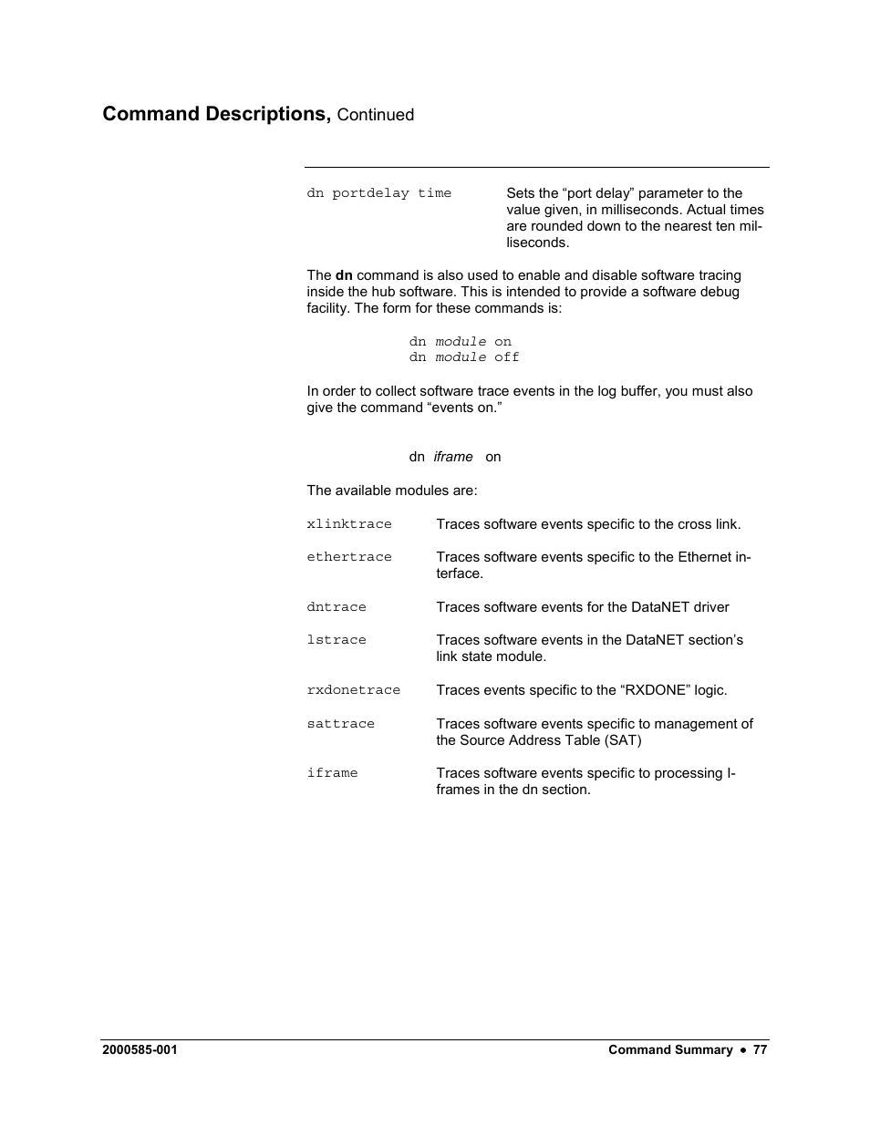 Command descriptions | Siemens DataNET Hub (DNH) User Manual | Page 85 / 97