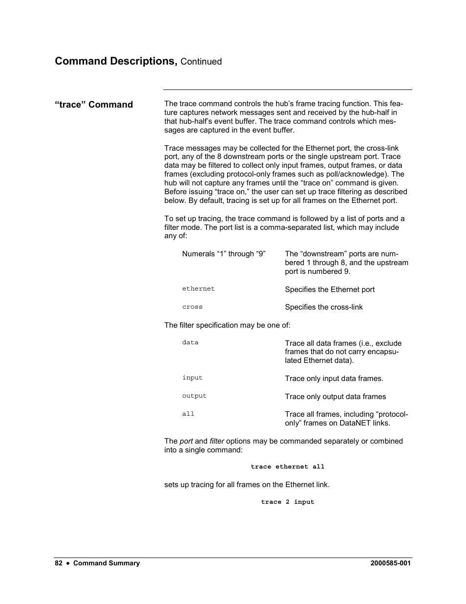 Command descriptions | Siemens DataNET Hub (DNH) User Manual | Page 90 / 97