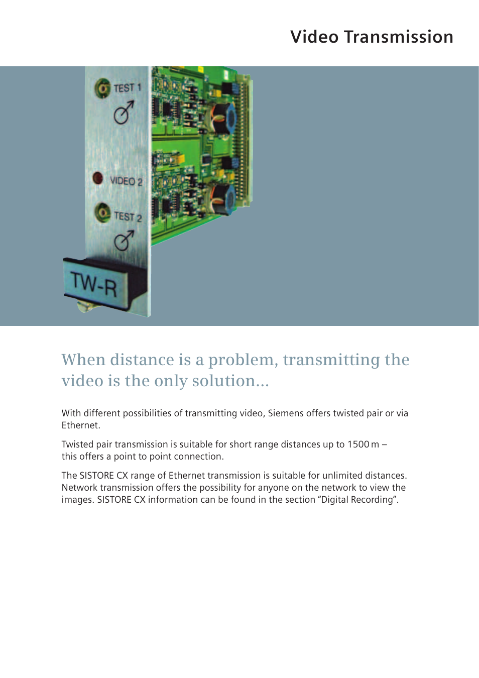 Video transmission | Siemens TFT User Manual | Page 123 / 218