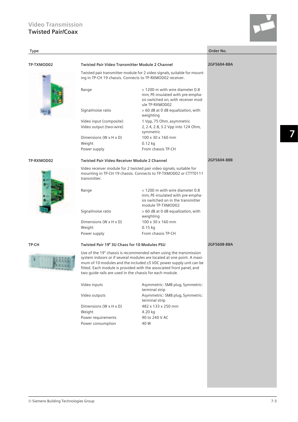 Video transmission twisted pair/coax | Siemens TFT User Manual | Page 125 / 218