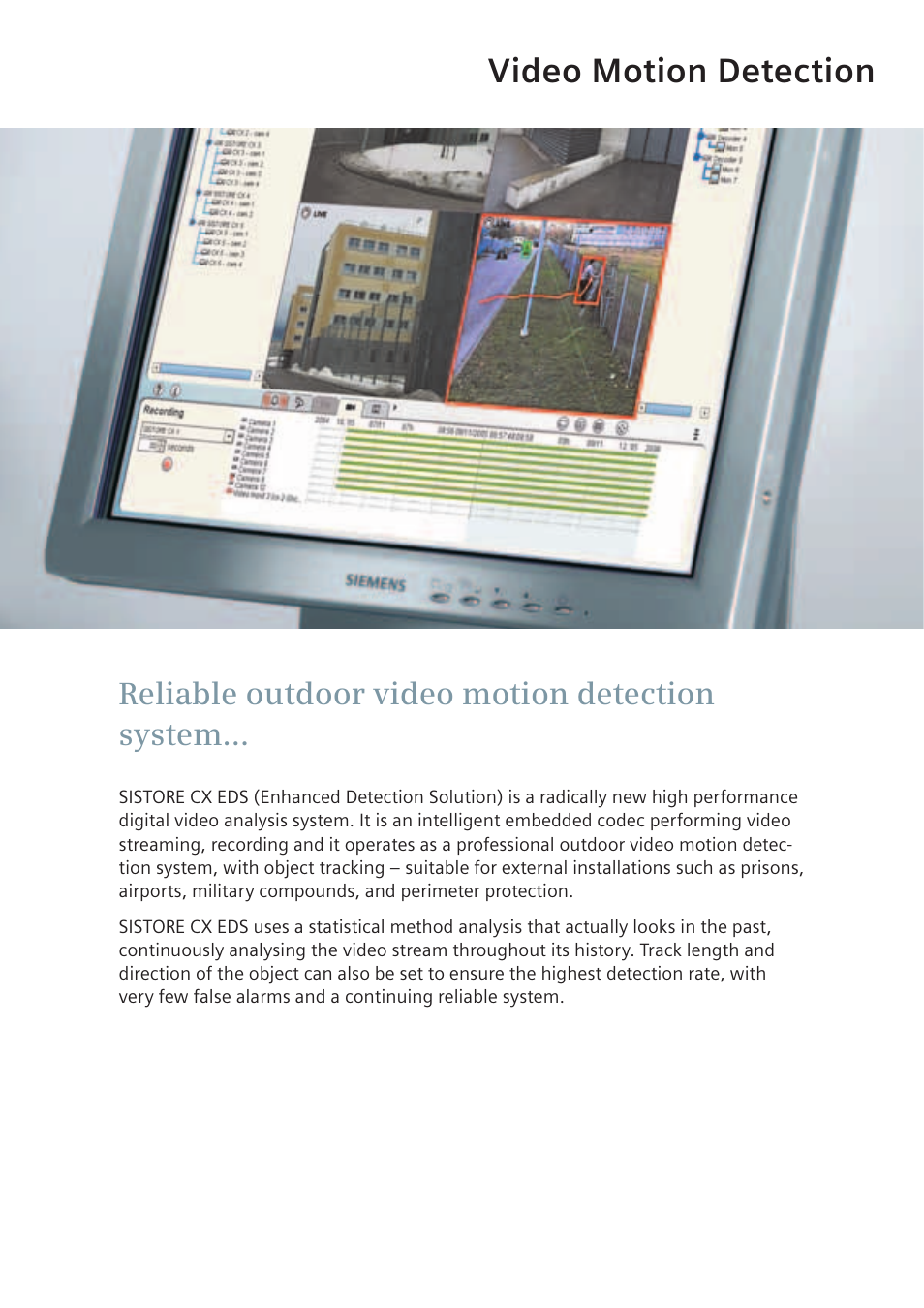 Video motion detection, Reliable outdoor video motion detection system | Siemens TFT User Manual | Page 127 / 218