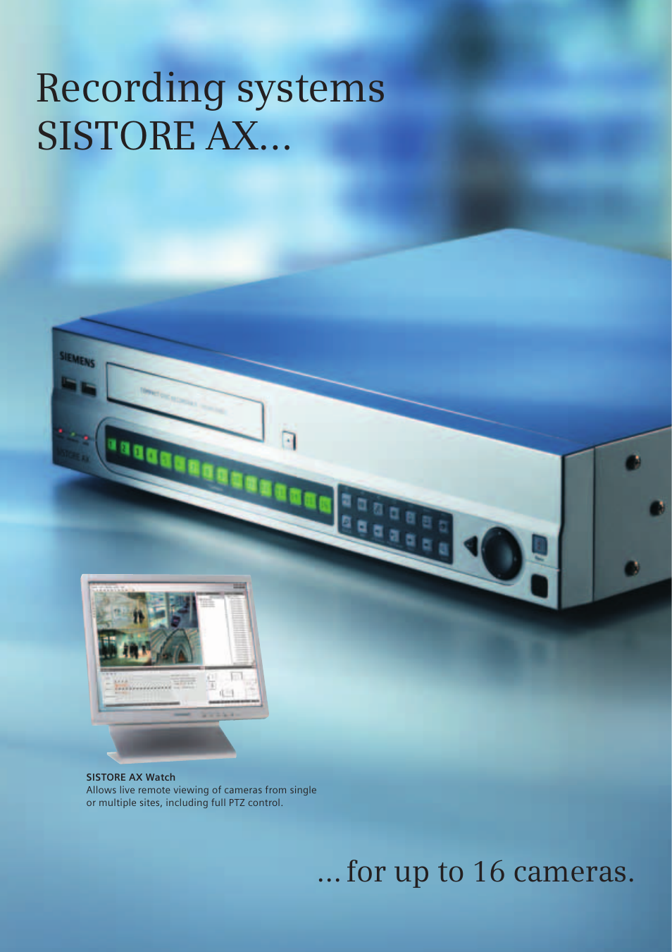 Recording systems sistore ax, For up to 16 cameras | Siemens TFT User Manual | Page 148 / 218