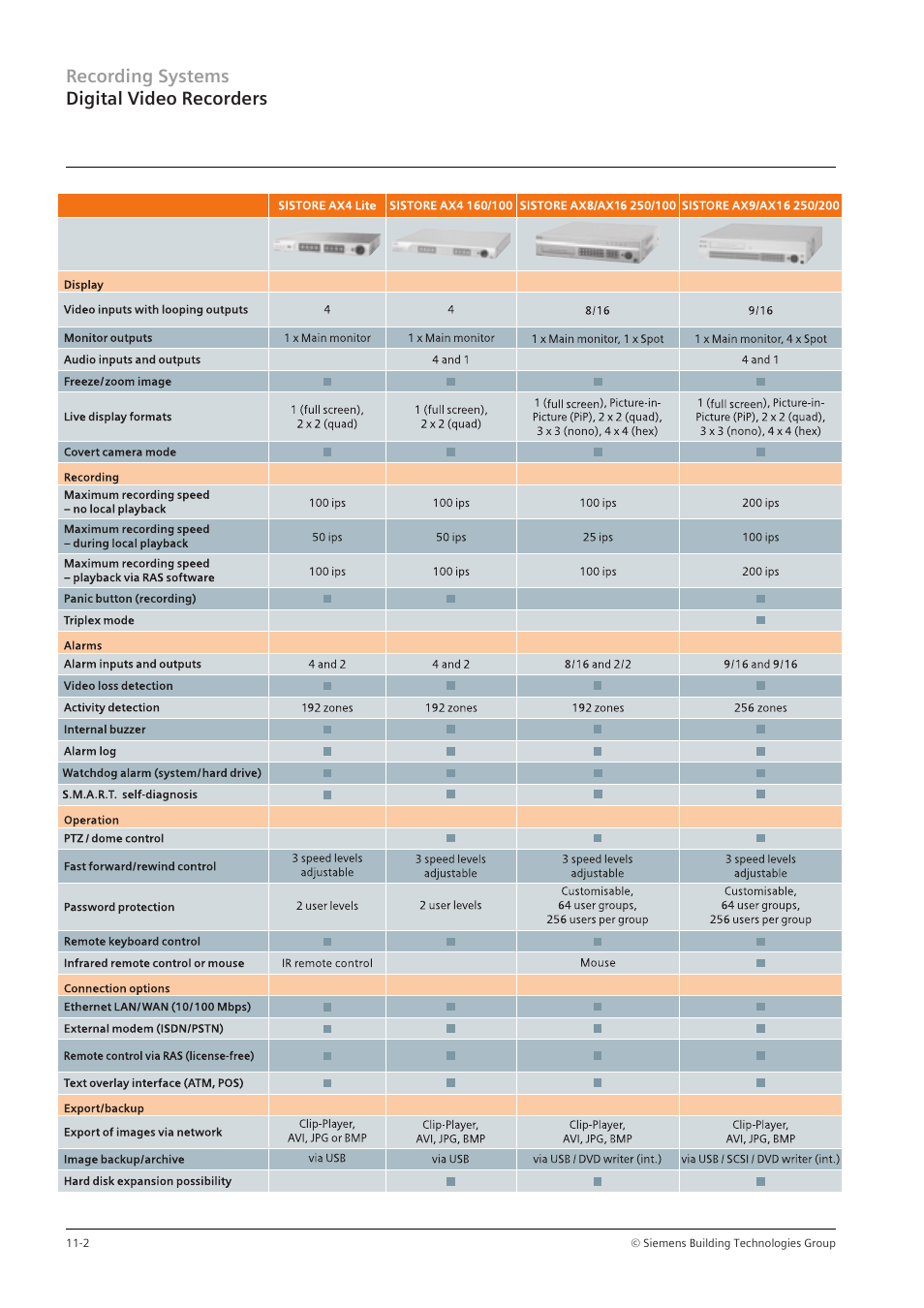 Recording systems digital video recorders | Siemens TFT User Manual | Page 150 / 218